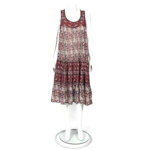 Vintage Caftan 70s Indian Style Cotton Floral Print Sleeveless Midi Kaiser /113